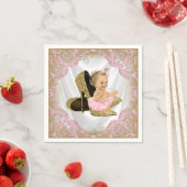 ピンク金ゴールドハイヒール靴パールガールベビーシャワー スタンダードカクテルナプキン (インサイチュ)