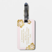 ピンク金ゴールドハイビスカストロピカルフラワーゴかわいらしッジ ラゲッジタグ (裏面縦)