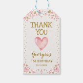 ピンク金ゴールドハートバレンタイン誕生日ベビーガール ギフトタグ (正面)