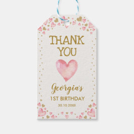 ピンク金ゴールドハートバレンタイン誕生日ベビーガール ギフトタグ