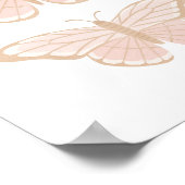 ピンク金ゴールドバタフライガールズルームデコル ポスター (角)