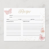 ピンク金ゴールドバタフライブライダルシャワーレシピカード (正面)