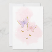 ピンク金ゴールドバタフライ春ベビーシャワー 招待状 (裏面)