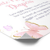 ピンク金ゴールドバタフライ春深夜おむつ ポスター (角)