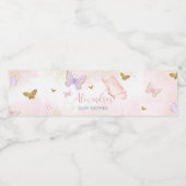 ピンク金ゴールドバタフライ春 ペットボトルラベル (シングルラベル)