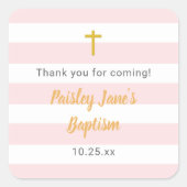 ピンク金ゴールドバプテ感謝していィスステッカー好き スクエアシール (正面)