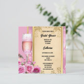 ピンク金ゴールドバラきらめくワインラグジュアリーブライダル シーズンカード (スタンド正面)