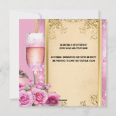 ピンク金ゴールドバラきらめくワインラグジュアリーブライダル シーズンカード (裏面)