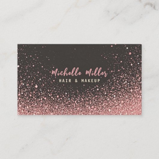 ピンク金ゴールドバラグリッターメイクアップアーティスト美容師 名刺 (正面)