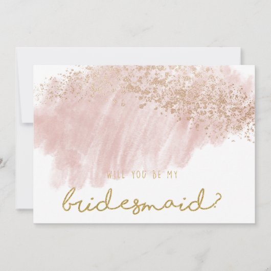 ピンク金ゴールドバラ赤面(ばちゃばちゃ)跳ねるフェイクグリッターシック 招待状 (正面)