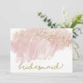 ピンク金ゴールドバラ赤面(ばちゃばちゃ)跳ねるフェイクグリッターシック 招待状 (スタンド正面)