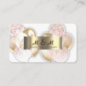 ピンク金ゴールドバルーン白実在金箔 名刺 (正面)