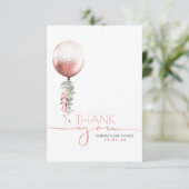 ピンク金ゴールドバルーン緑ベビーシャワーありがとう サンキューカード (スタンド正面)