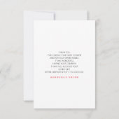 ピンク金ゴールドバルーン緑ベビーシャワーありがとう サンキューカード (裏面)