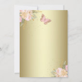 ピンク金ゴールドバルーン蝶ベビーシャワー 招待状 (裏面)