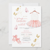 ピンク金ゴールドバレエガールベビーシャワー招待状 招待状 (正面)