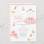 ピンク金ゴールドバレエガールベビーシャワー招待状 招待状 (正面/裏面)