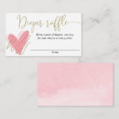 ピンク金ゴールドバレンタインデーハートおむつラッフルカード エンクロージャーカード (正面/裏面)