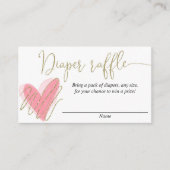 ピンク金ゴールドバレンタインデーハートおむつラッフルカード エンクロージャーカード (正面)