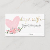ピンク金ゴールドバレンタインデーハートおむつラッフルカード エンクロージャーカード (正面)