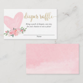 ピンク金ゴールドバレンタインデーハートおむつラッフルカード エンクロージャーカード