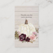 ピンク金ゴールドバーガンディフローラパンプキンおむつラッフル 名刺 (裏面)