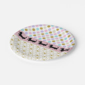 ピンク金ゴールドパステルグリッターダッシュント紙プレート ペーパープレート (アングル)