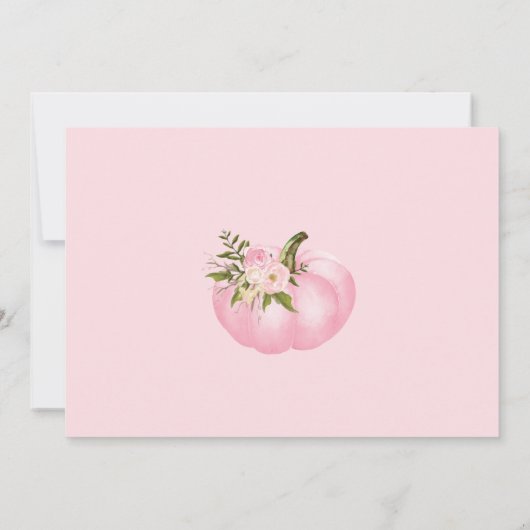 ピンク金ゴールドパンプキン第1バースデー招待状秋秋 招待状 (裏面)