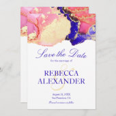 ピンク金ゴールドパープルアゲ結婚ート セーブザデート (正面/裏面)