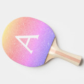 ピンク金ゴールドパープルグリッターとスパークルモノグラム 卓球ラケット (横)