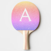 ピンク金ゴールドパープルグリッターとスパークルモノグラム 卓球ラケット (正面)