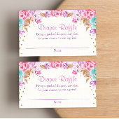 ピンク金ゴールドパープルティール（緑がかった色）フローラおむつラッフル エンクロージャーカード