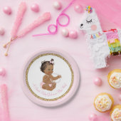 ピンク金ゴールドパールエスニックガールベビーシャワー ペーパープレート (パーティー)