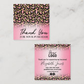 ピンク金ゴールドヒョウ印刷ご注文ありがとうございます スクエア名刺 (正面/裏面)
