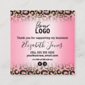ピンク金ゴールドヒョウ印刷ご注文ありがとうございます スクエア名刺 (裏面)