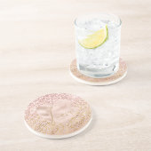 ピンク金ゴールドヒョウ印刷ラブ赤面グリッター コースター (側面)