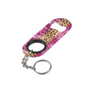 ピンク金ゴールドヒョウ印刷 キーホルダー栓抜き (裏面アングル)