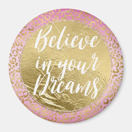 ピンク金ゴールドヒョウ印刷 マグネット (正面)