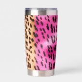 ピンク金ゴールドヒョウ印刷 保温保冷タンブラー (背面)