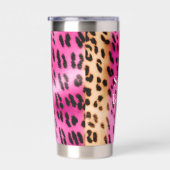 ピンク金ゴールドヒョウ印刷 保温保冷タンブラー (右面)