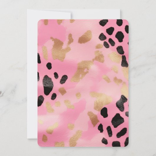 ピンク金ゴールドヒョウ金ゴールドグリッターパーティー 招待状 (裏面)