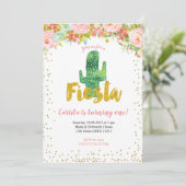 ピンク金ゴールドフィエスタファースト誕生日招待 招待状 (スタンド正面)