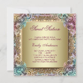 ピンク金ゴールドフォトSweet sixteen誕生日パーティー 招待状 (裏面)