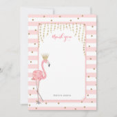 ピンク金ゴールドフラミンゴサンキューカード 招待状 (正面)