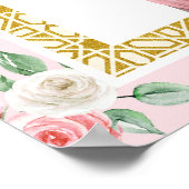 ピンク金ゴールドフローラアナンド結婚カラジのウェルカムサイン ポスター (角)