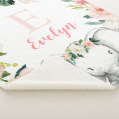 ピンク金ゴールドフローラエレファントガール シェルパブランケット (3/4)