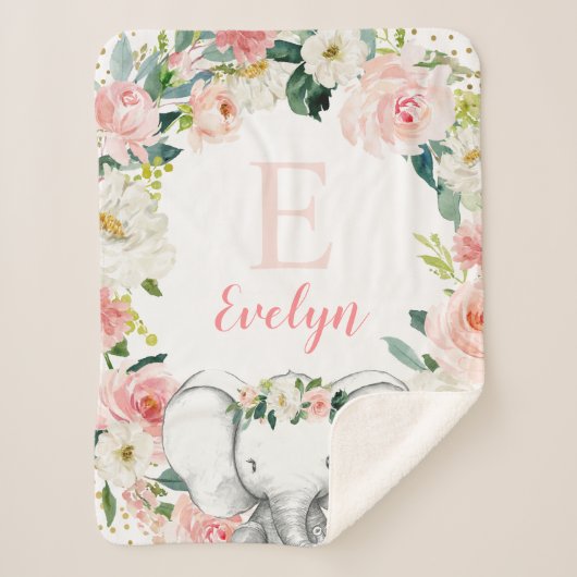 ピンク金ゴールドフローラエレファントガール シェルパブランケット (正面)