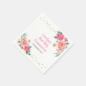 ピンク金ゴールドフローラカクテル紙ナプキンス スタンダードカクテルナプキン (角)