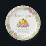 ピンク金ゴールドフローラカボチャ秋パーティーありがとう ペーパープレート<br><div class="desc">ピンク金ゴールドフローラカボチャ秋パーティーサンキュー紙プレート</div>