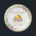 ピンク金ゴールドフローラカボチャ秋パーティーありがとう ペーパープレート<br><div class="desc">ピンク金ゴールドフローラカボチャ秋パーティーサンキュー紙プレート</div>